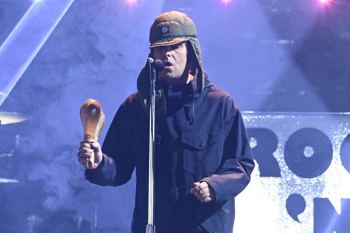 Liam Gallagher performing at the Brits last week