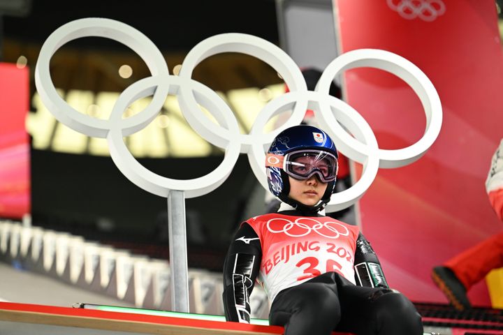 北京オリンピック、スキージャンプ女子ノーマルヒルに出場した高梨沙羅選手（2022年2月5日）
