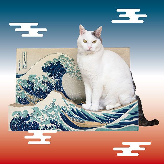 「浮世絵」に乗る猫