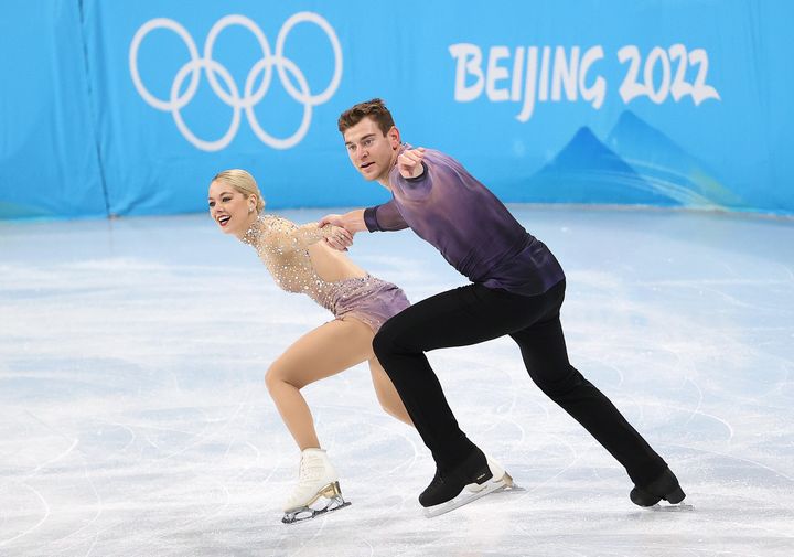 Alexa Knierim and Brandon Frazier, pictured in the free skate portion of the team event, are accused of performing to a song without permission in one of their Olympics routines.
