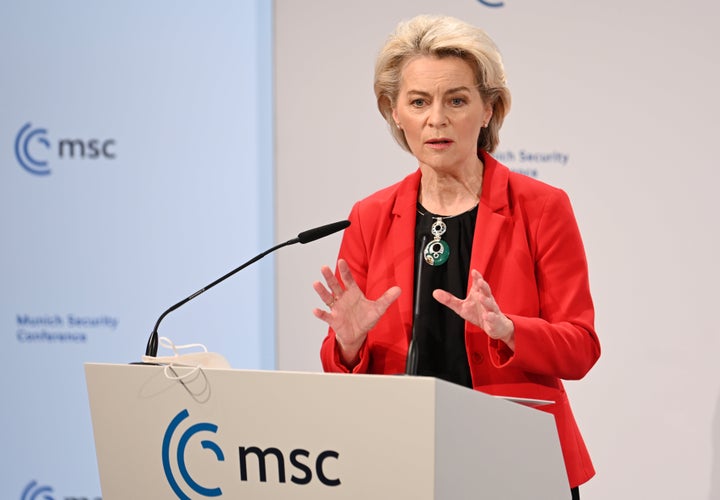 Ursula von der Leyen, President of the European Commission, speaks at the 58th Munich Security Conference.
