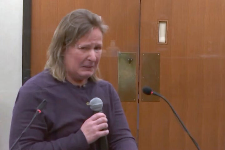 In this screen grab from video, former Brooklyn Center Police Officer Kim Potter speaks during a sentencing hearing Feb. 18, 2022 at the Hennepin County Courthouse in Minneapolis.