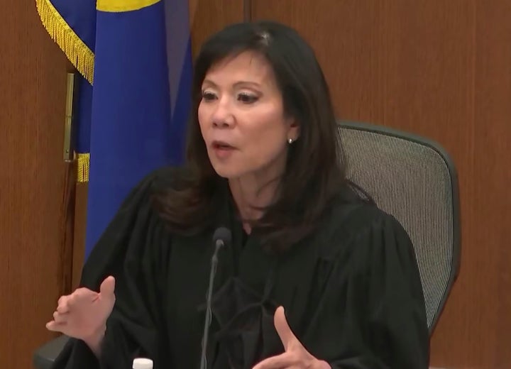 In this screen grab from video, Hennepin County Judge Regina Chu presides over court in the trial of former Brooklyn Center police Officer Kim Potter Friday, Dec. 17, 2021 at the Hennepin County Courthouse in Minneapolis, Minn.