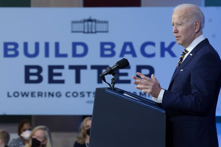President Joe Biden speaks at Germanna Community College in Culpeper, Virginia, on Feb. 10. Biden highlighted the work his administration has done on lowering health care costs and prescription drug prices.