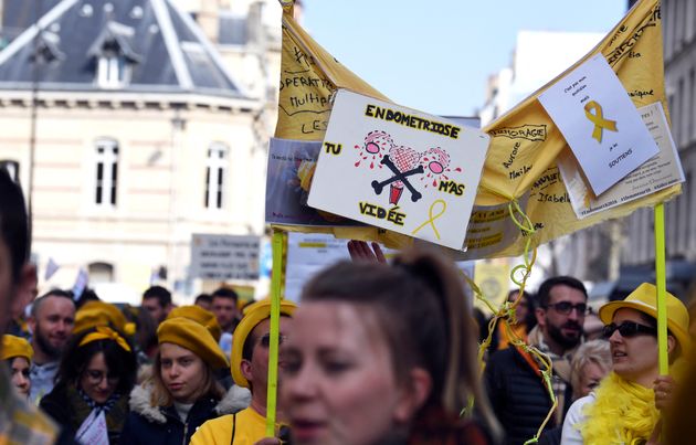 Manifestation pour une meilleure reconnaissance de l'endométriose, le 24 mars 2018 à Paris. (Photo by...