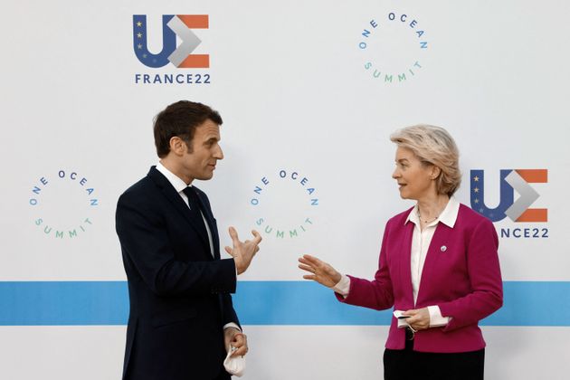 Emmanuel Macron et Ursula von der Leyen à l'occasion du sommet One ocean à Brest le 11...