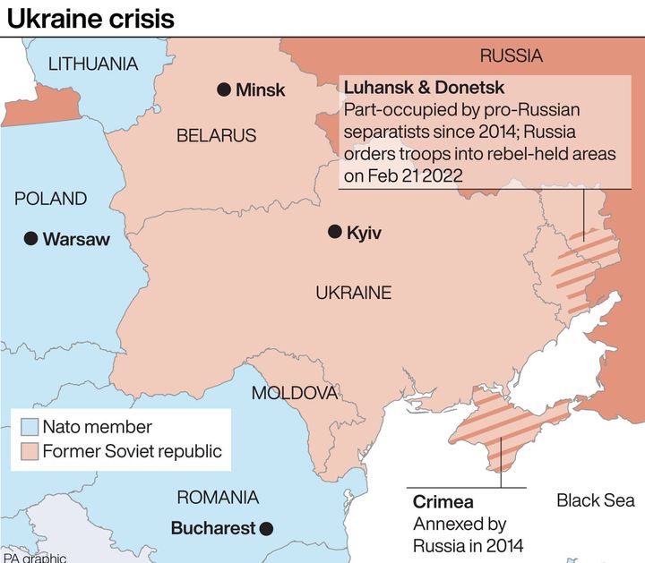 A map showing how the crisis has moved on in the last 24 hours