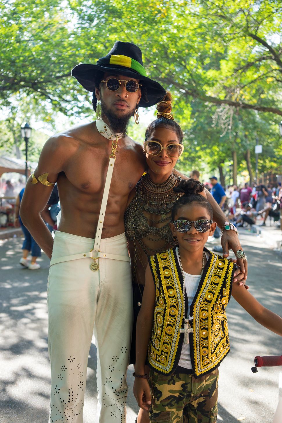 Family: Greg Banks, Marlene and their son photographed at the West Indian Day Parade in Brooklyn, New York, in 2017.