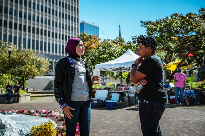 Keturah Herron (right) participated in protests following the police killing of Breonna Taylor in 2020, and helped write legislation that limited the use of no-knock warrants.