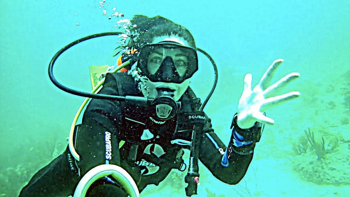 The author diving at Miami, Florida's Anglers Reef in 2019.