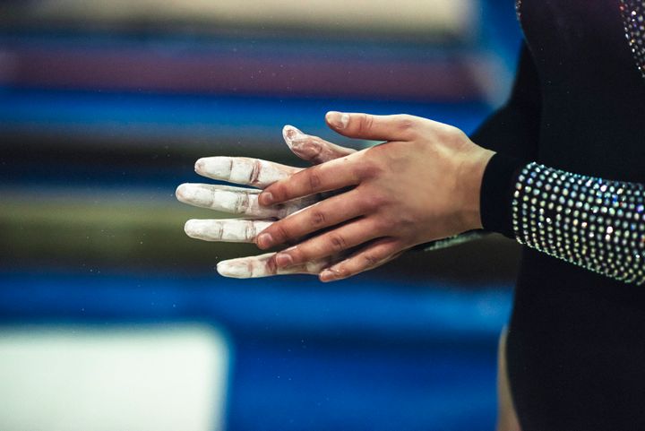 Gymnastic woman hands