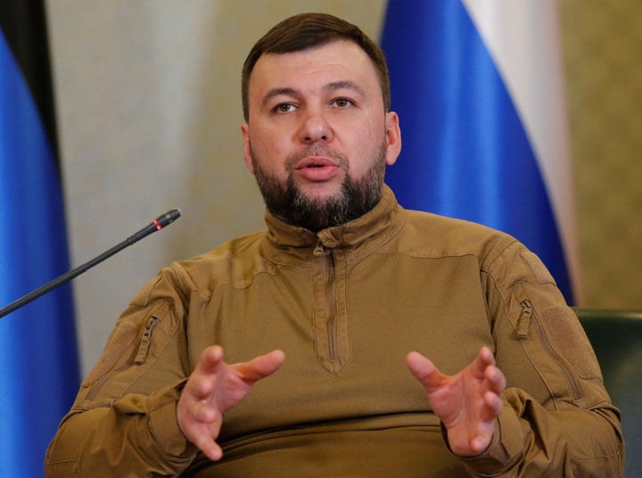 Head of the separatist self-proclaimed Donetsk People's Republic Denis Pushilin attends a news conference in Donetsk, Ukraine February 23, 2022. REUTERS/Alexander Ermochenko