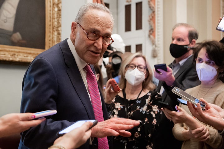 Like a broken clock, Republicans were right on inflation this time 3 Senate Majority Leader Chuck Schumer talks to the press as he leaves a lunch with Senate Democrats at the U.S. Capitol on February 17.