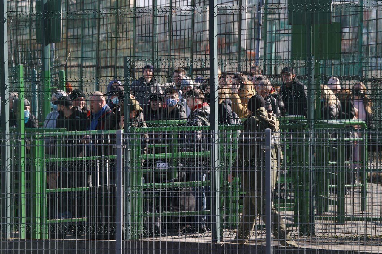 The Ukrainian side of the border crossing between Poland and Ukraine on Thursday. 