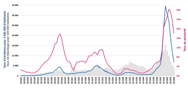 Ce graphique montrant le taux d'incidence du Covid en Île-de-France montre comment les contaminations...