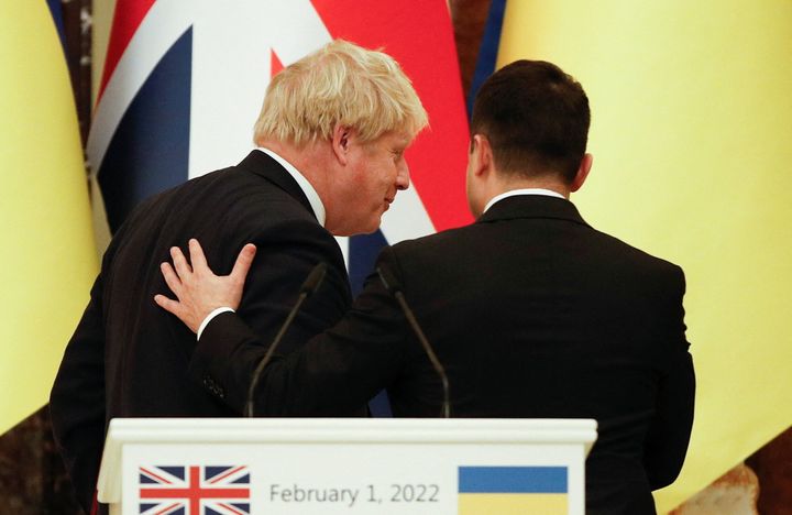 Boris Johnson with Volodymyr Zelensky in Kyiv earlier this month.