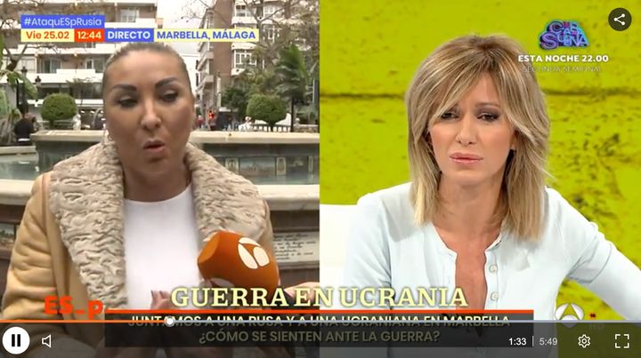 Susanna Griso debate con una ciudadana rusa en 'Espejo Públio'.