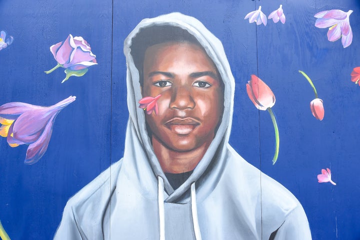 A view of the Trayvon Martin mural at the Trayvon Martin mural unveiling on August 21, 2018 in New York City.