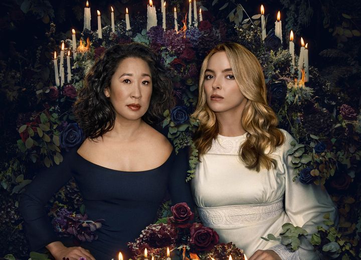 Sandra Oh and Jodie Comer as Eve and Villanelle
