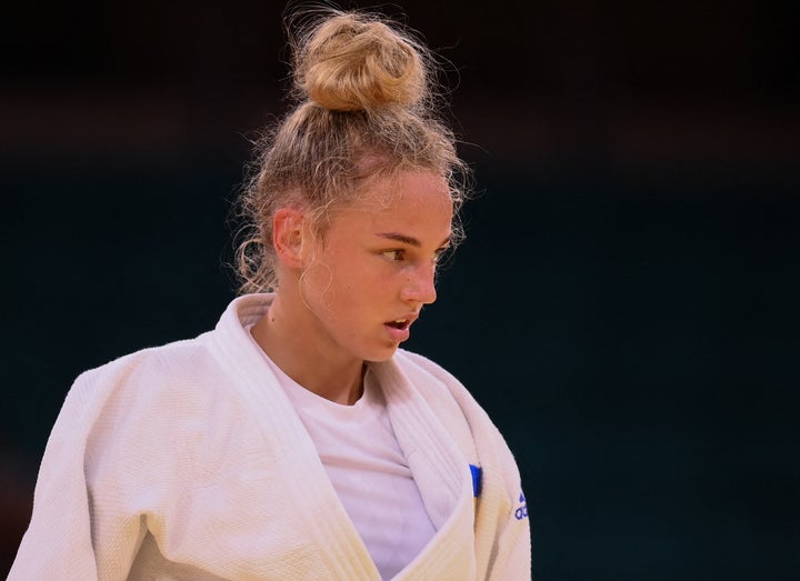 柔道女子48キロ級、ウクライナ代表のダリア・ビロディド選手＝2021年7月24日、東京・日本武道館