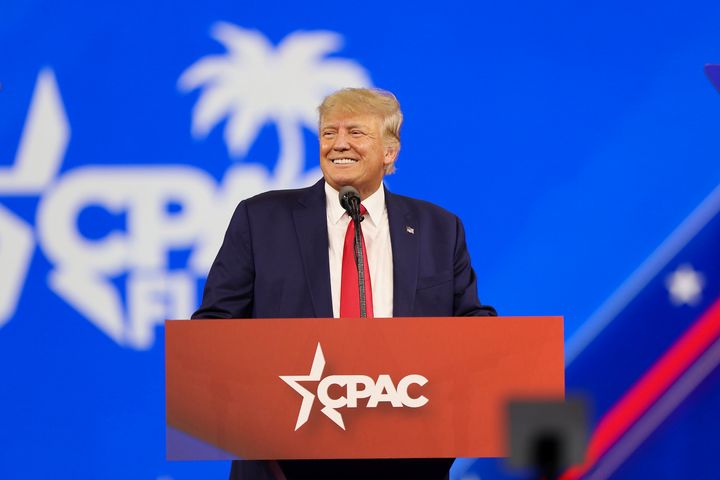 Former President Donald Trump speaks at the Conservative Political Action Conference on Saturday.