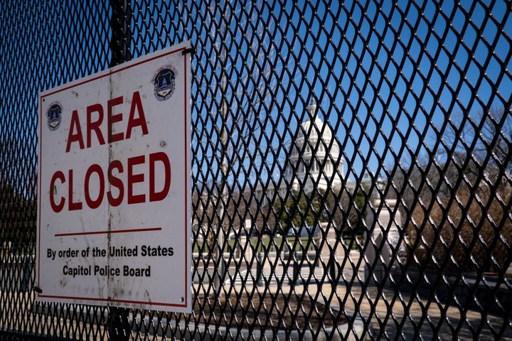 Fences and barriers surround the U.S. Capitol on Feb. 27 ahead of President Joe Biden's State of the Union Address in Washington.