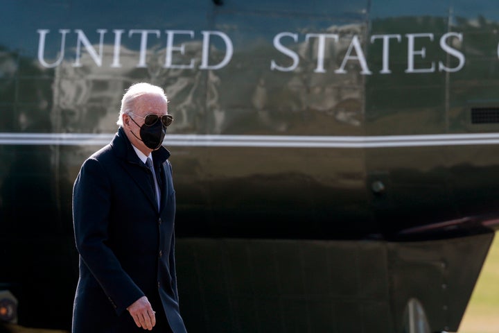 U.S. President Joe Biden walks on the South Lawn of the White House after returning on Marine One from Delaware on Feb. 28 in Washington, D.C.