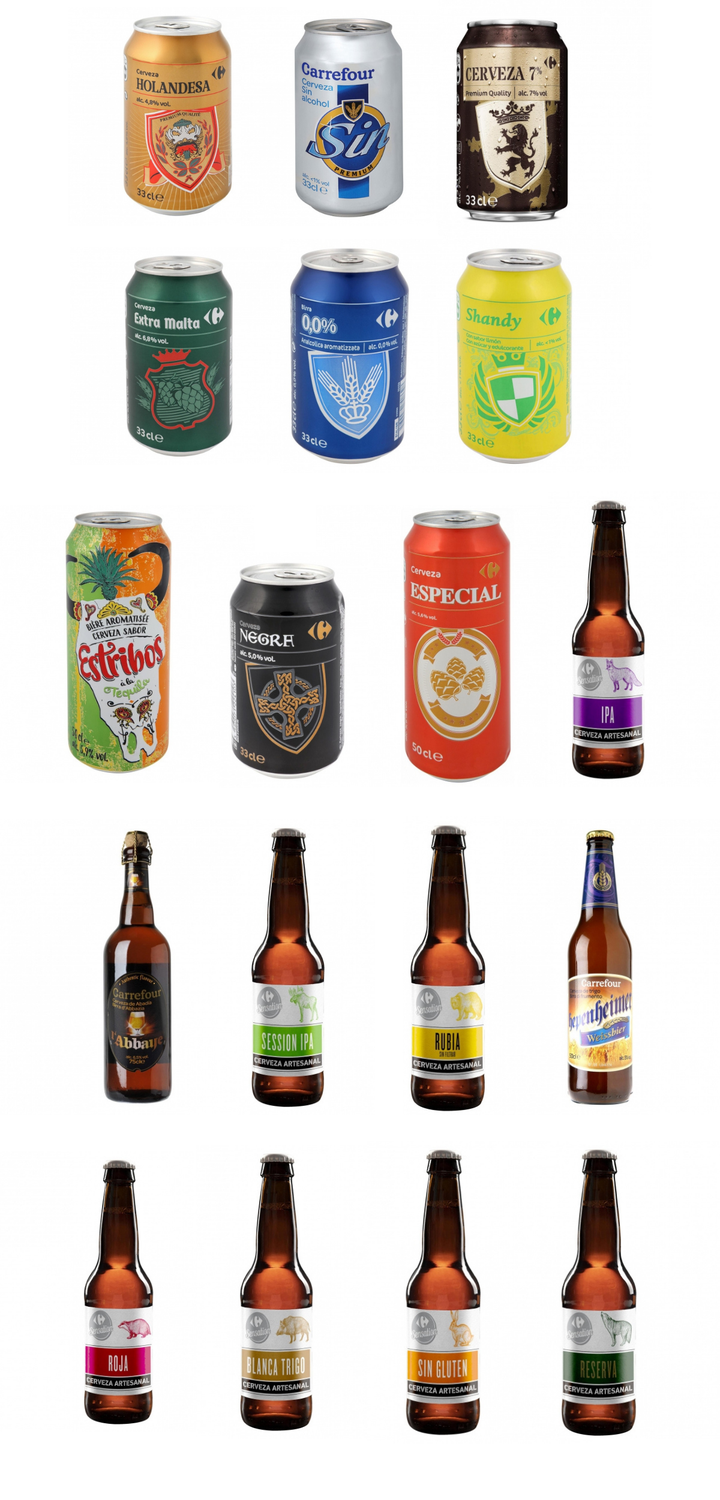 Catálogo de cervezas de Carrefour.