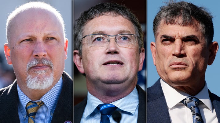 From left: Republican Reps. Chip Roy, Thomas Massie and Andrew Clyde voted against a bill that would make lynching a hate crime.