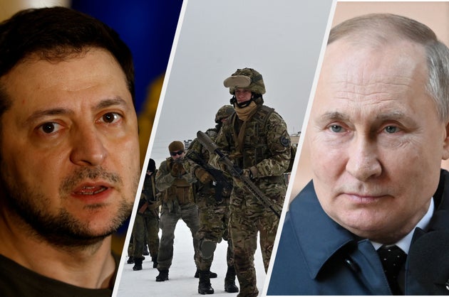 Zelenskyy, members of the Ukrainian resistance and Putin