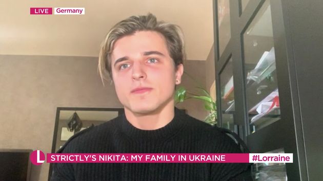 Nikita Kuzmin speaking to Lorraine Kelly