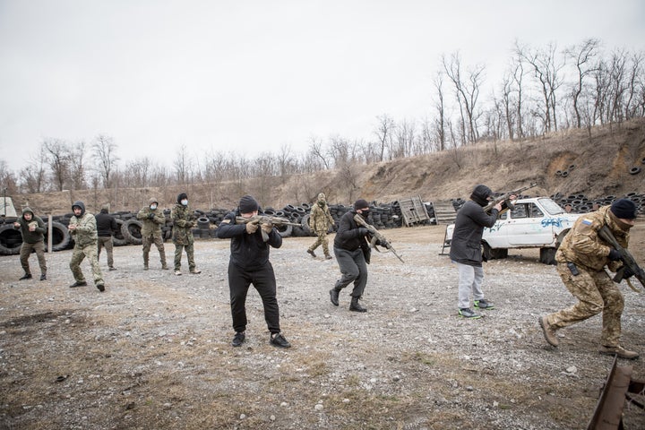 Civilians attend tactical and shooting exercises on the 6th day since start of large-scale Russian attacks