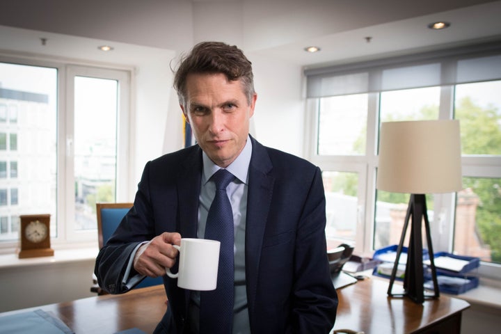 Photo of Gavin Williamson taken in his office after he announced a major reversal on A-level and GCSE grades.