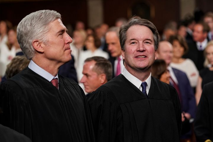 Supreme Court Justices Neil Gorsuch (left) and Brett Kavanaugh (right) both indicated an openness to the independent state legislature doctrine in the last month of the 2020 election.