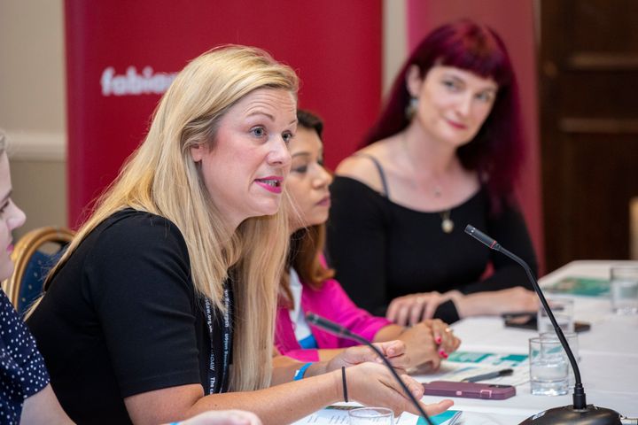 Labour's Ellie Reeves speaking at the party's conference last year.