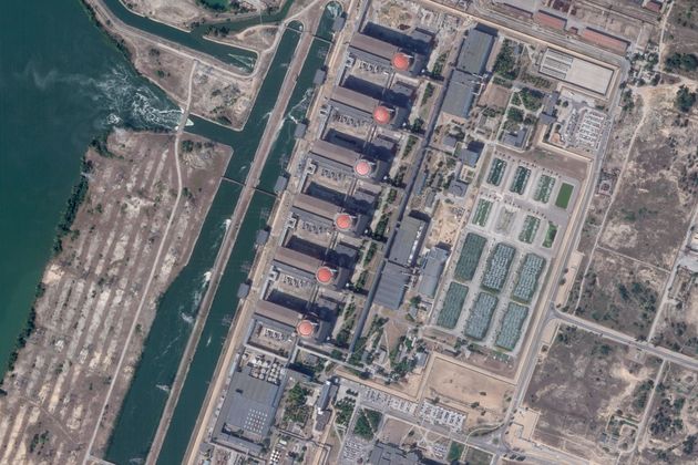 (Photo satellite de la centrale nucléaire de Zaporojie en Ukraine prise en septembre 2019 par...