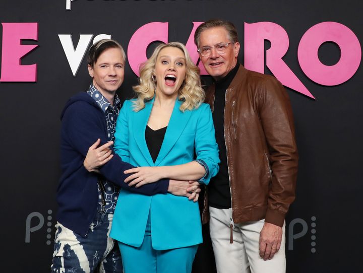 "Joe vs. Carole" is "a cautionary tale, but it’s also a bit of a tragedy,” said Mitchell (left, with co-stars Kate McKinnon and Kyle MacLachlan).