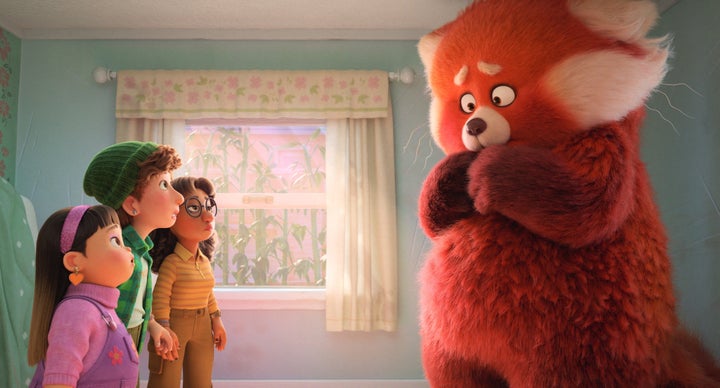 In "Turning Red," Meilin's friends try to console her when she turns into a red panda.