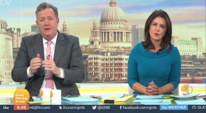 Piers Morgan and Susanna Reid pictured on his final day as anchor