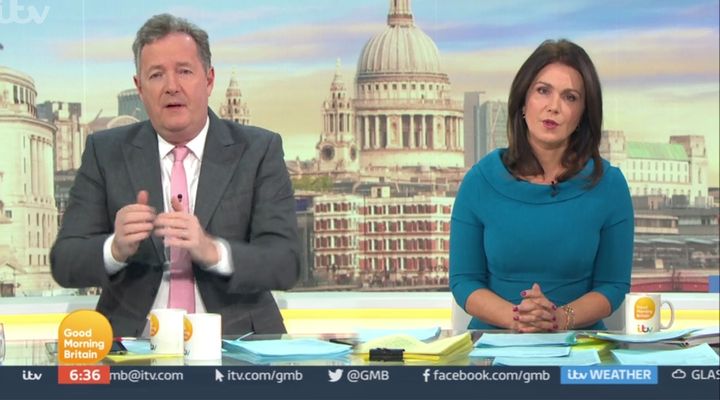 Piers Morgan and Susanna Reid pictured on his final day as anchor
