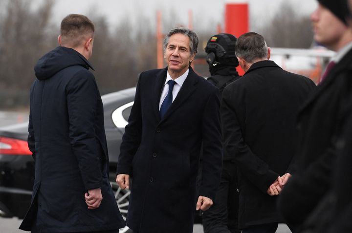U.S. Secretary of State Antony J. Blinken prior to his departure from Vilnius, Lithuania, on March 7.