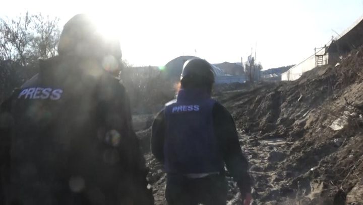 Sky News' team running to safety in Ukraine