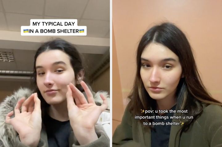 A TikTok has been recording what her life is like inside a Ukrainian bomb shelter
