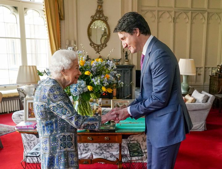Queen Elizabeth II receives Canadian Prime Minister Justin Trudeau at Windsor Castle, on March 7.