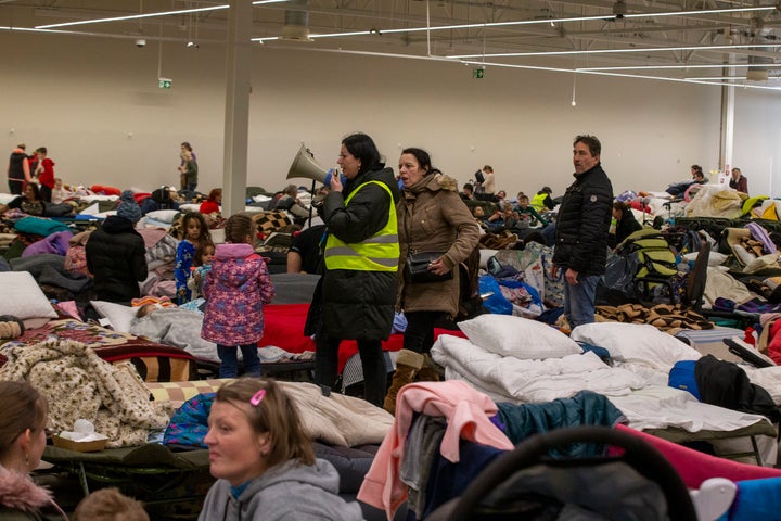 Interior de un centro de refugiados en Polonia