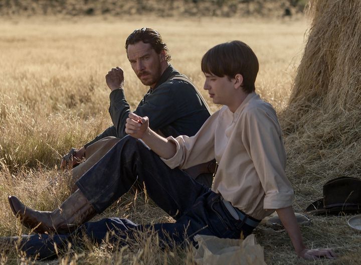 Benedict Cumberbatch (left) and Kodi Smit-McPhee in "The Power of the Dog." 