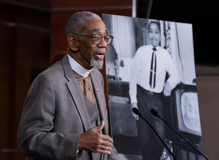 Rep. Bobby Rush (D-Ill.), a longtime champion of an anti-lynching law, speaks about the Emmett Till act during a news conference on Feb. 26, 2020.