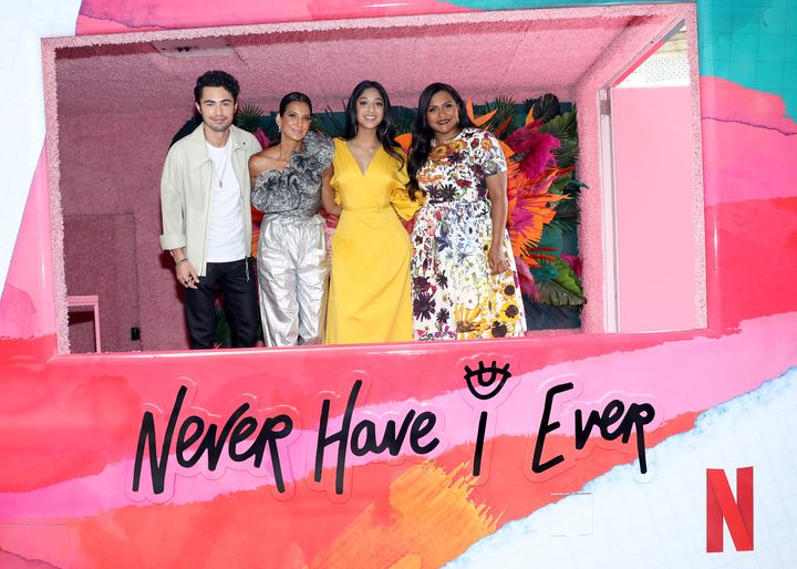 Darren Barnet, Poorna Jagannathan, Maitreyi Ramakrishnan and Mindy Kaling attend as Netflix hosts of a pop-up event celebrating "Never Have I Ever" Season 2.