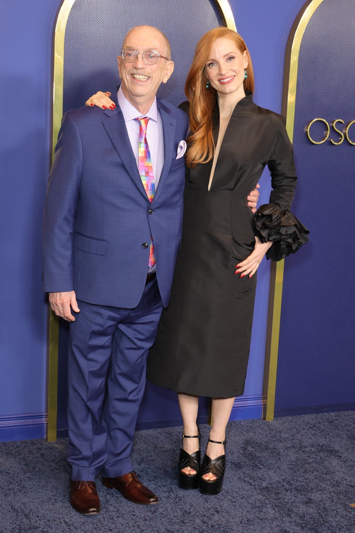 “How many nominees will be bringing a character from their movie?” wrote Pieters (left) of attending the luncheon with Chastain. 