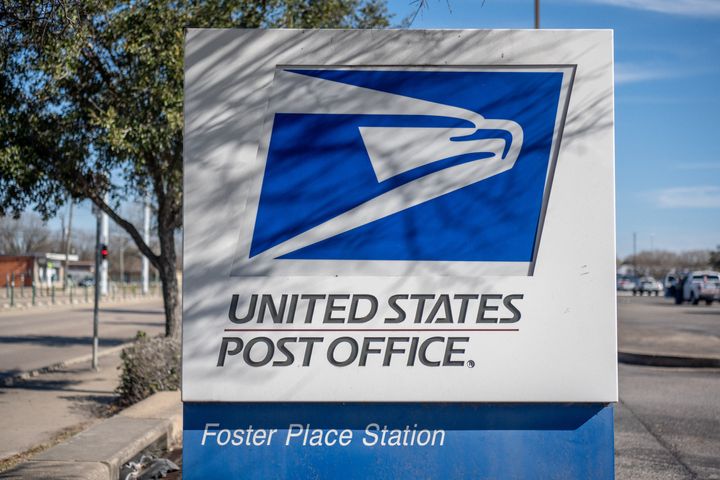 HOUSTON, TEXAS - FEBRUARY 10: A US Postal Office sign is seen displayed on February 10, 2022 in Houston, Texas. On February 8, the House of Representatives passed the Postal Service Reform Act of 2022 (H.R. 3076). The legislation will address operational and financial issues that the agency has been grappling with for years. (Photo by Brandon Bell/Getty Images)
